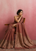 Brown Jayashree Tissue Resham Linen Saree