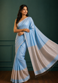 Blue Jayashree Tissue Resham Linen Saree