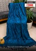 Pure Mul Cotton Lakhnavi Work Saree