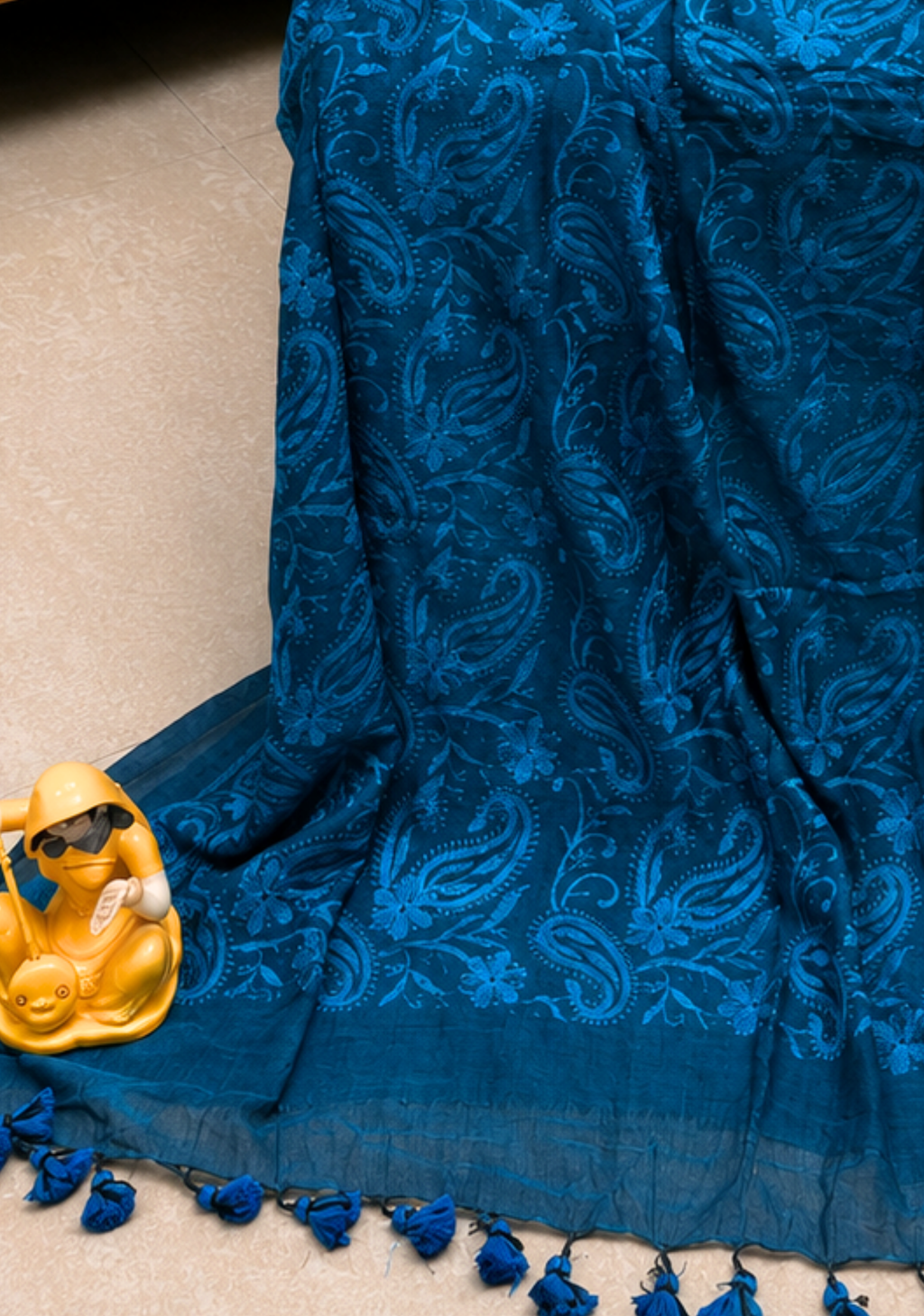Pure Mul Cotton Lakhnavi Work Saree