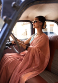 Peach Pink 120 Count Pure Mul Cotton Saree