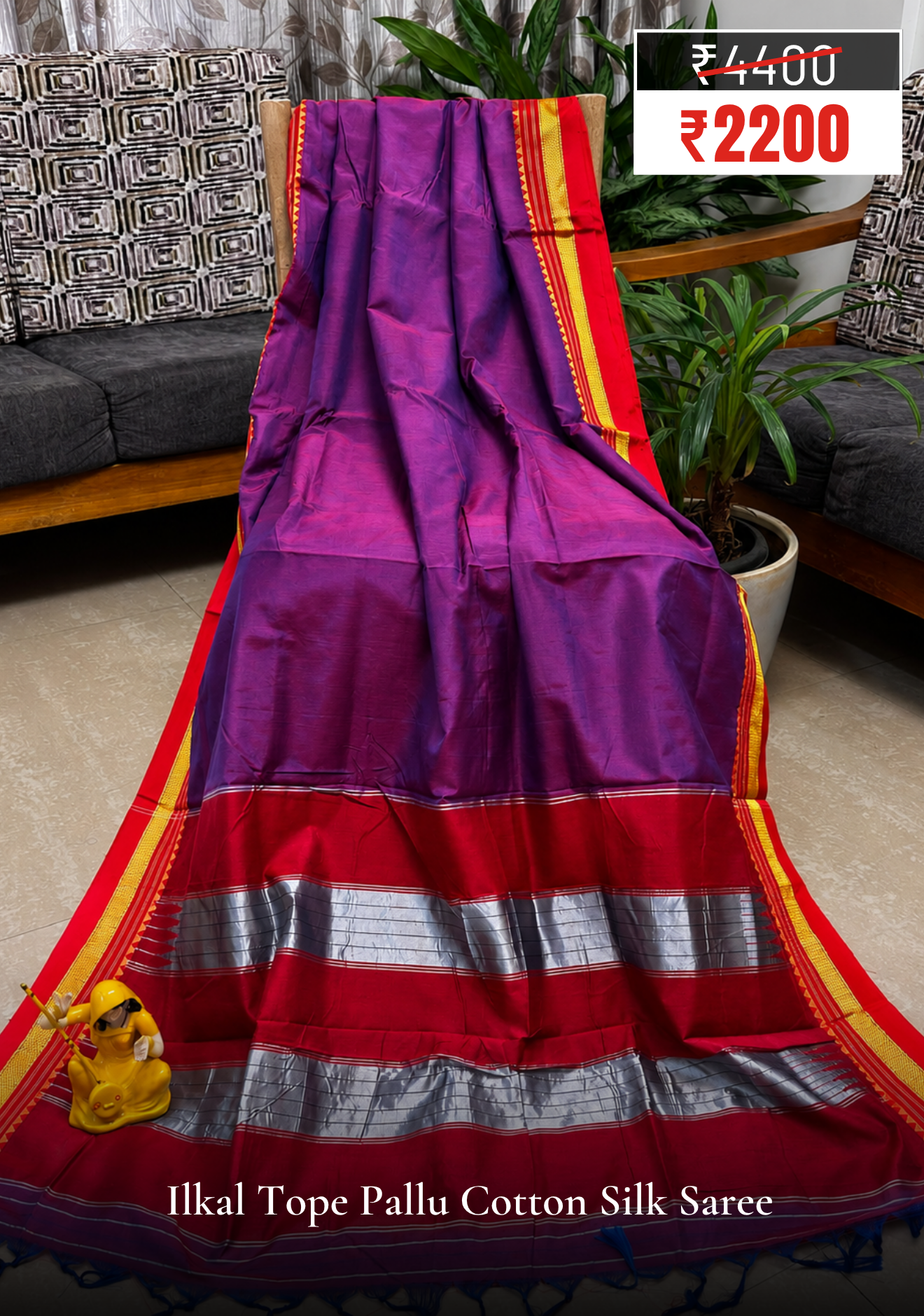 Ilkal Tope Pallu Cotton Silk Saree