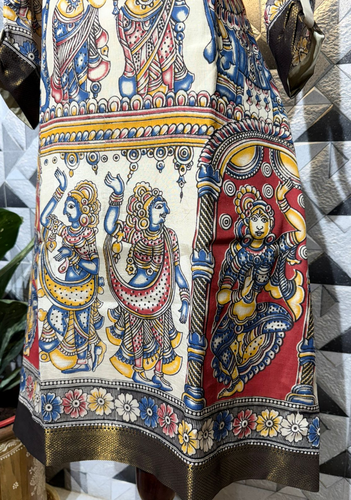Kalamkari Chennuri Silk Ethnic Kurti | Traditional Art Print