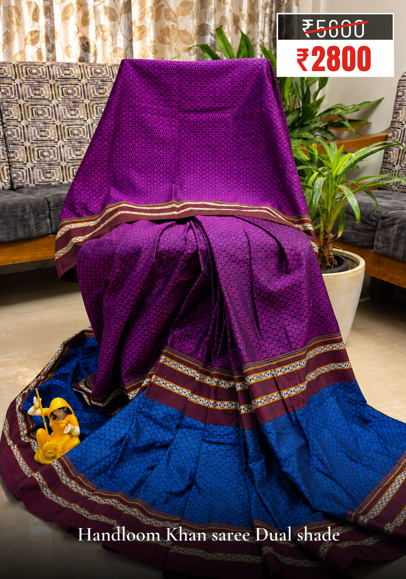 Handloom Khan Saree – Dual Shade