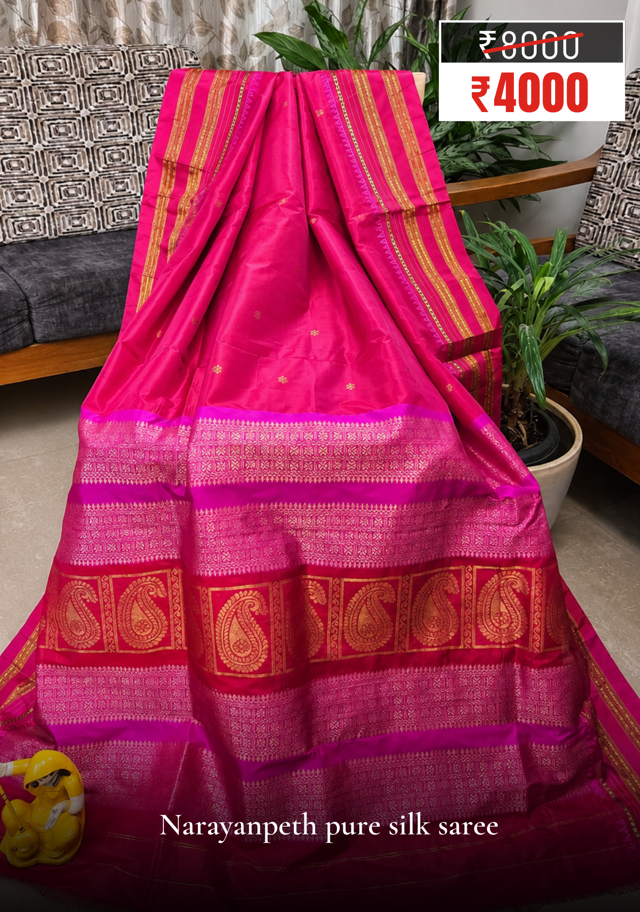 Pink Narayanpeth Pure Silk Saree