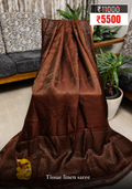 Chocolate Brown Tissue Linen Saree with Designer Border