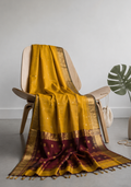 Mustard Yellow Maheshwari Handloom Silk by Cotton Saree