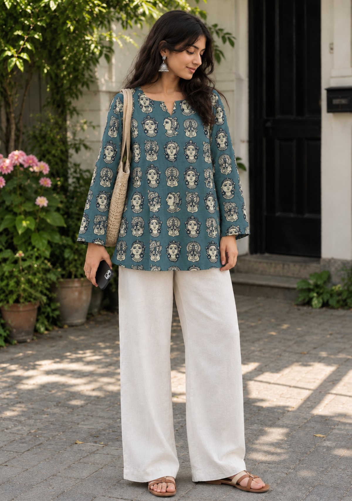 Kalamkari Screen Printed Cotton Short Kurti | Handcrafted Ethnic Print