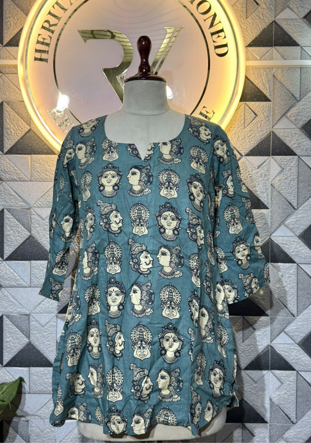 Kalamkari Screen Printed Cotton Short Kurti | Handcrafted Ethnic Print