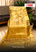 Golden Tissue Linen Saree