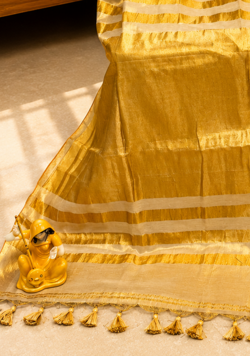 Golden Tissue Linen Saree