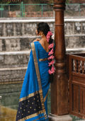 Royal Blue Maheshwari Handloom Silk by Cotton Saree