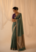 Sage Green Jayashree Tissue Resham Linen Saree